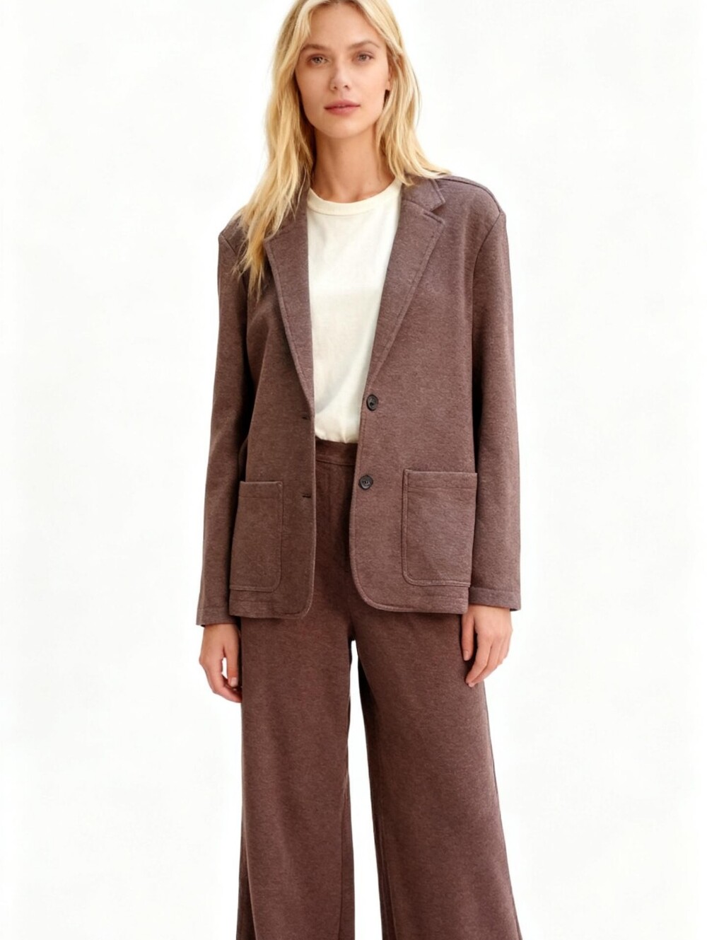 Faherty Organic Cotton Two-Buttons Brown Knit Blazer Size M